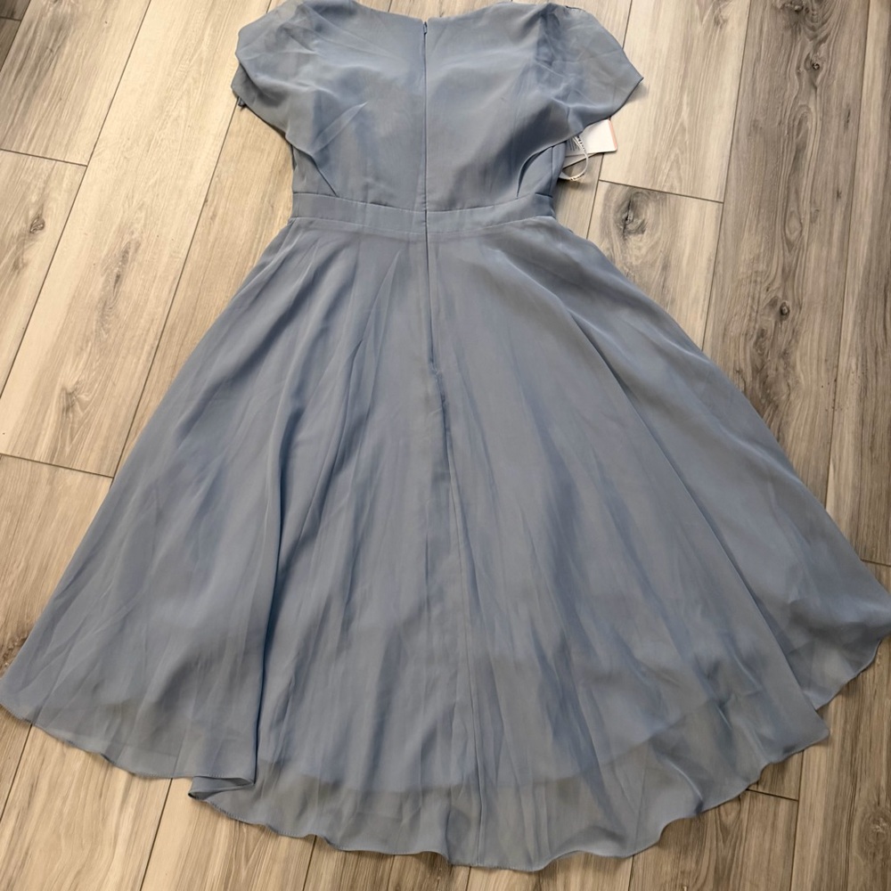 JJ's House Dusty Blue Chiffon Midi Dress Size 10 Bridesmaid - Picture 9 of 13